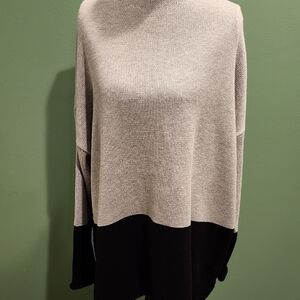 Tahari Two-Tone Poncho - Black and Gray